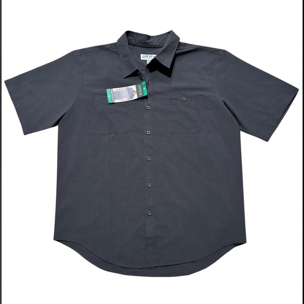 Orvis Short Sleeve Button-Up Shirt Men’s Large Gray Performance Outdoor NWT